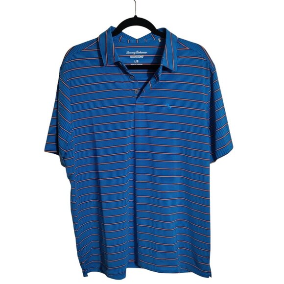 Tommy Bahama Other - Tommy Bahama blue stripe island zone brrr nylon cooling‎ wicking polo mens Large